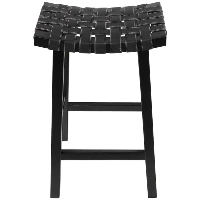 Wood Handmade Woven Seat Bar Stool - Black or Brown - Roche River Decor