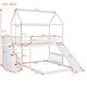 preview thumbnail 23 of 38, House Bunk Bed with Slide and Stair, Wooden Twin Over Twin Bunk Platform Bed with 2 Storage Drawers and Roof for Kids