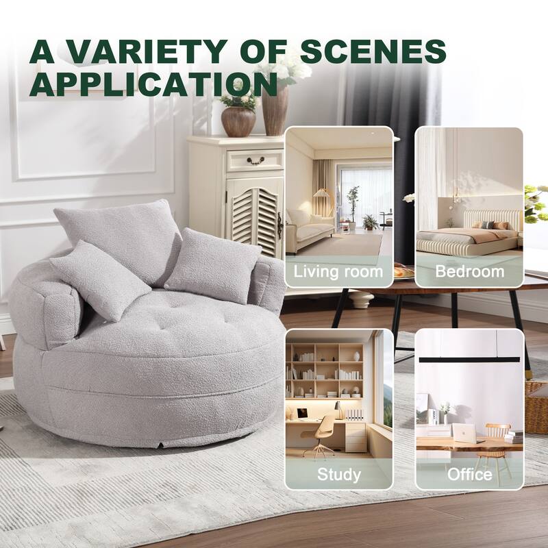 Circular wide living room fabric sofa, balcony swivel sofa chair