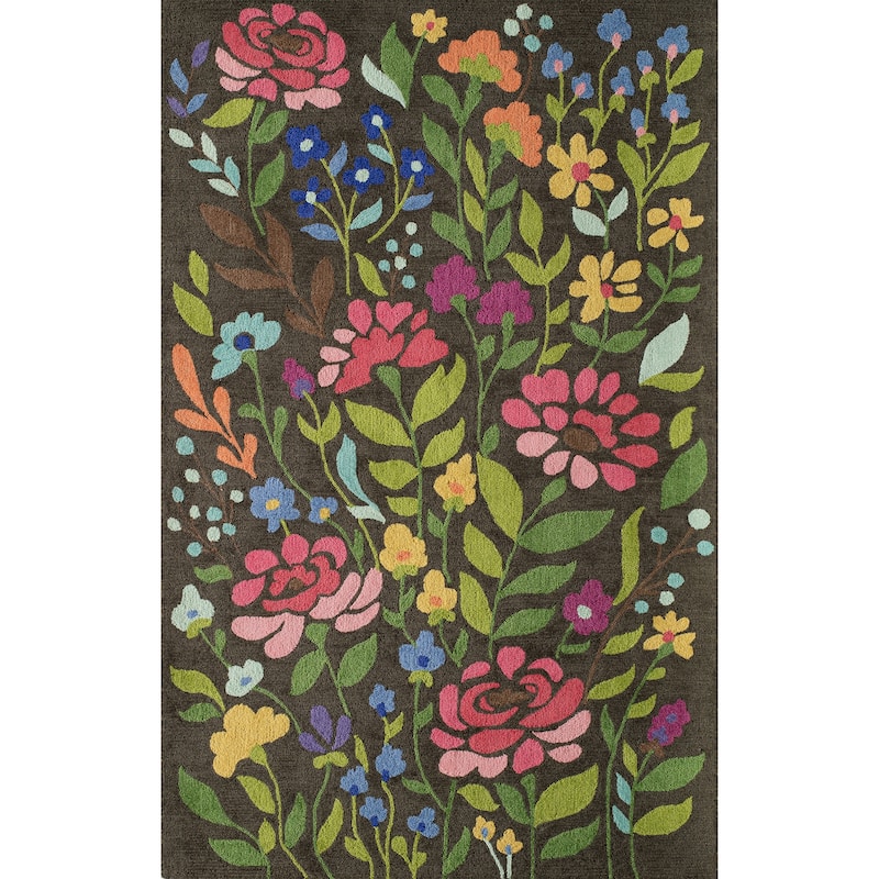 Momeni Newport Hand Tufted Wool Floral Area Rug - 3'9" x 5'9" - Brown - Runner/Rectangle