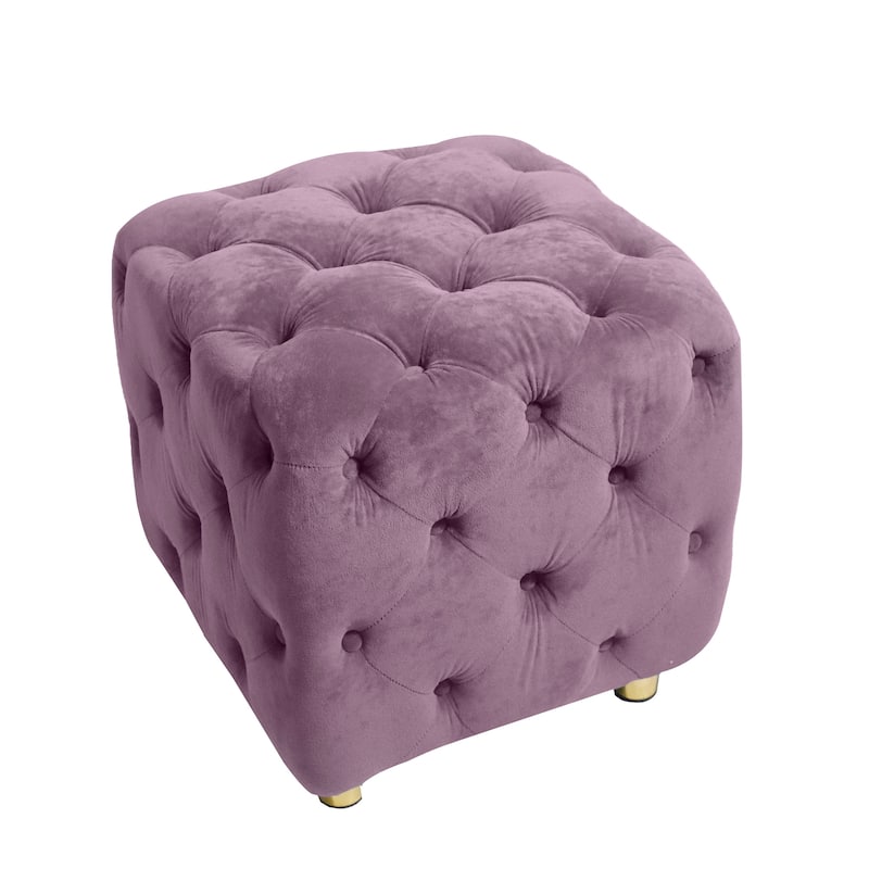 Velvet Upholstered Ottoman, Multi-Functional Dice-Shaped Foot Stool, Dressing Makeup Chair with Hidden Storage Compartment