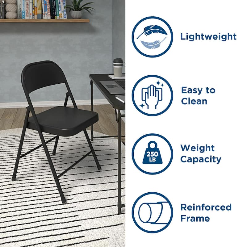 COSCO SmartFold All-Steel Folding Chair, 4-Pack