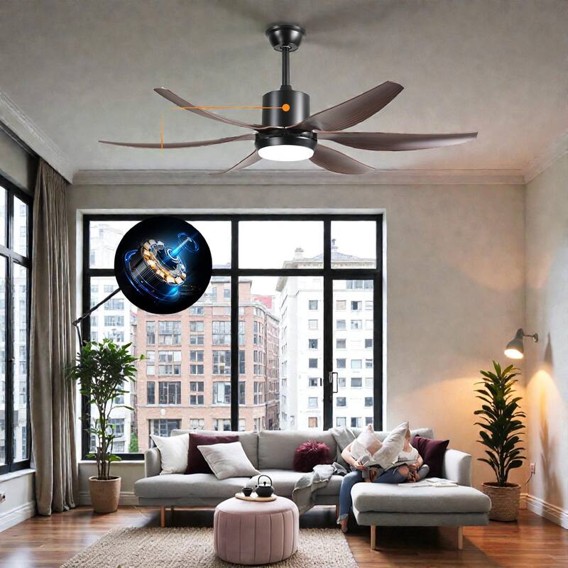 56 Inch Ceiling Fan with Light, 6 ABS Blades, 3-Color 18W LED, Reversible DC Motor, 6 Speeds, Remote, Indoor Outdoor