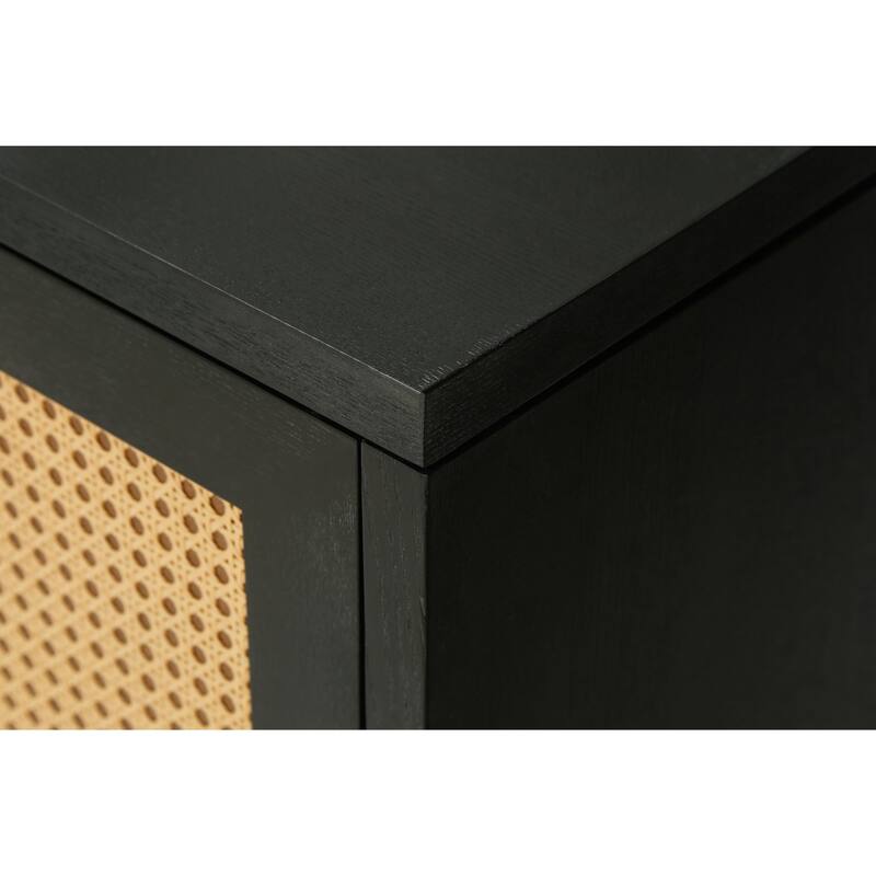 Handcrafted Rattan Door Sideboard with Adjustable Shelves