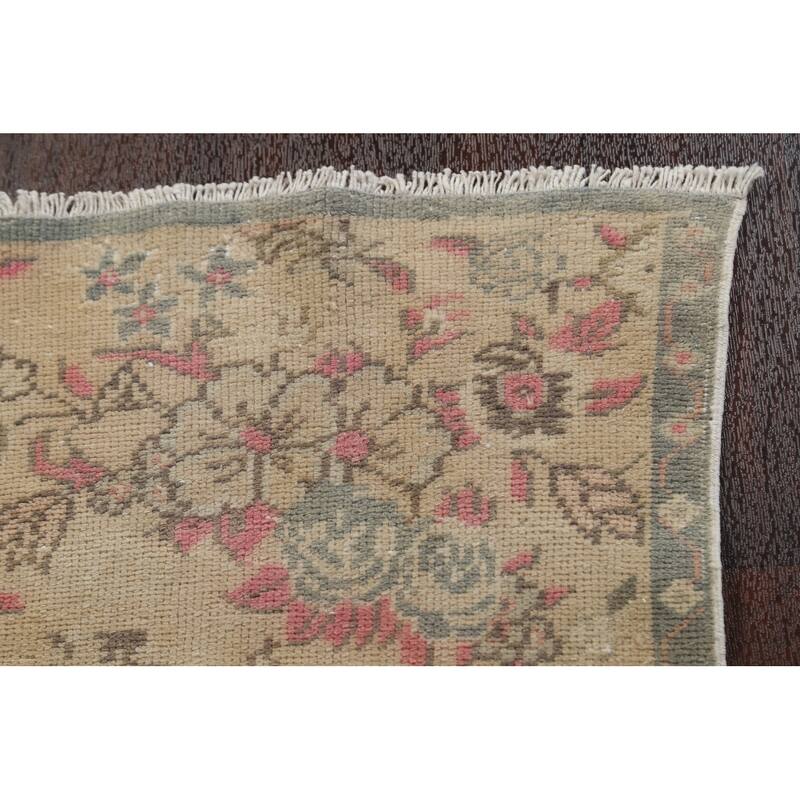 Antique Look Vegetable Dye Oushak Runner Rug Hand-knotted Wool Carpet - 1'9" x 10'3"