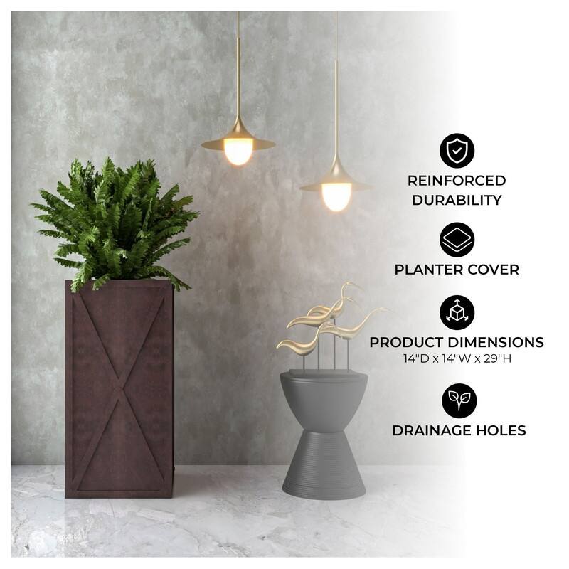 Papyrus Rectangular Modern Planter Handcrafted with Drainage, Lightweight Fiberstone MGO Clay Blend for Indoor Outdoor Use