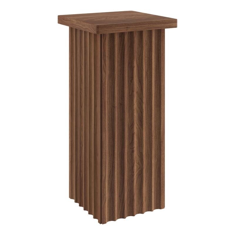 Bourne 10.75" Wide Square Fluted Side Table - 10.75" Wide - Satin Walnut