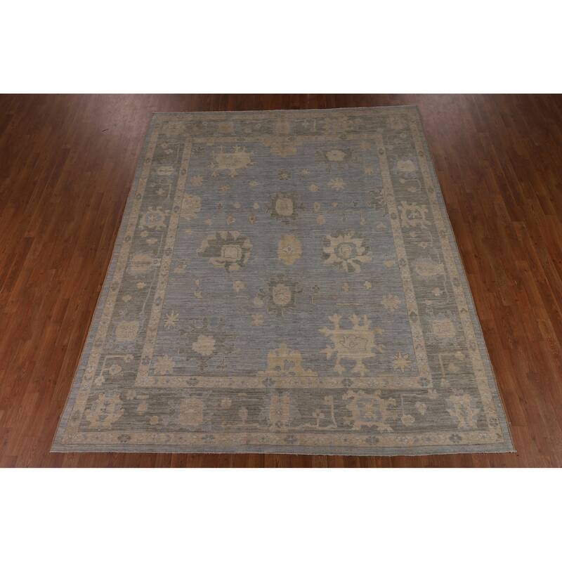 Blues Oushak Turkish Area Rug Handmade Wool Carpet - 8'0"x 9'10"