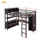 preview thumbnail 4 of 12, Black Full Size Metal Loft Bed with Wardrobe, Desk, and Storage Shelves
