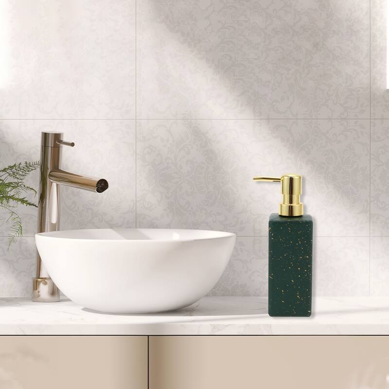 Square Simple Soap Pump Dispenser for Laundry Rooms 350ml 1 Pcs - Green Gold Tone