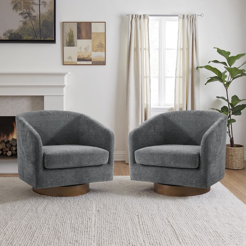 31.1'' W Barrel Swivel Accent Chair (Set of 2)