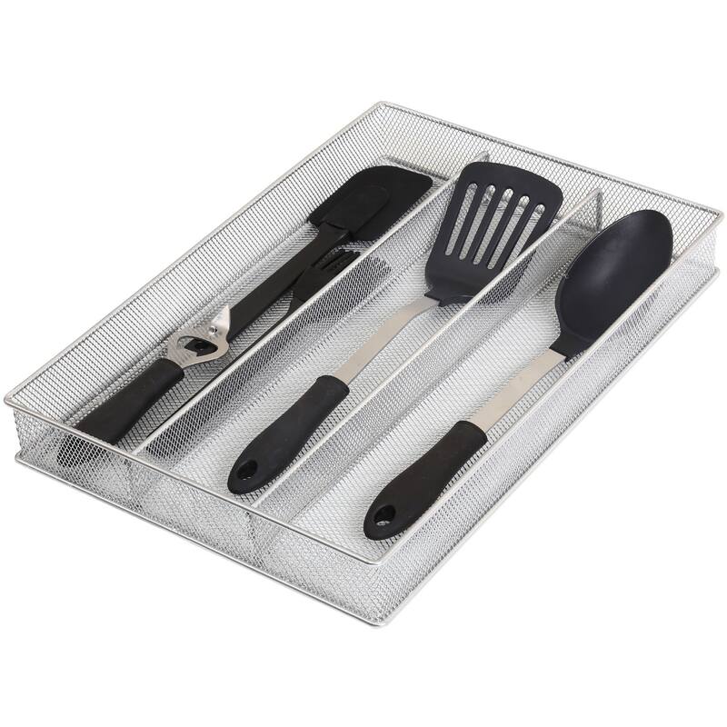 Silver Mesh Cutlery and Flatware Organizer A Stylish and Functional Addition to Your Kitchen