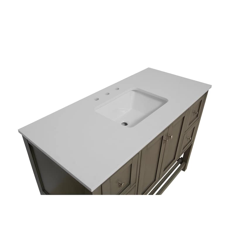 KitchenBathCollection Lakeshore 48" Bathroom Vanity with Engineered White Top