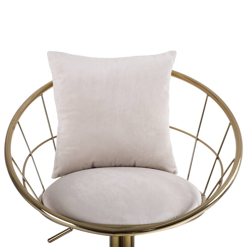 Velvet Bar Chair, 360 Degree Rotation Adjustable Counter Chair Set of 2