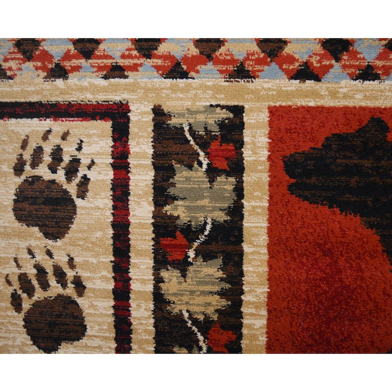 Mayberry Rugs Aspen Multi Lodge Bear Area Rug