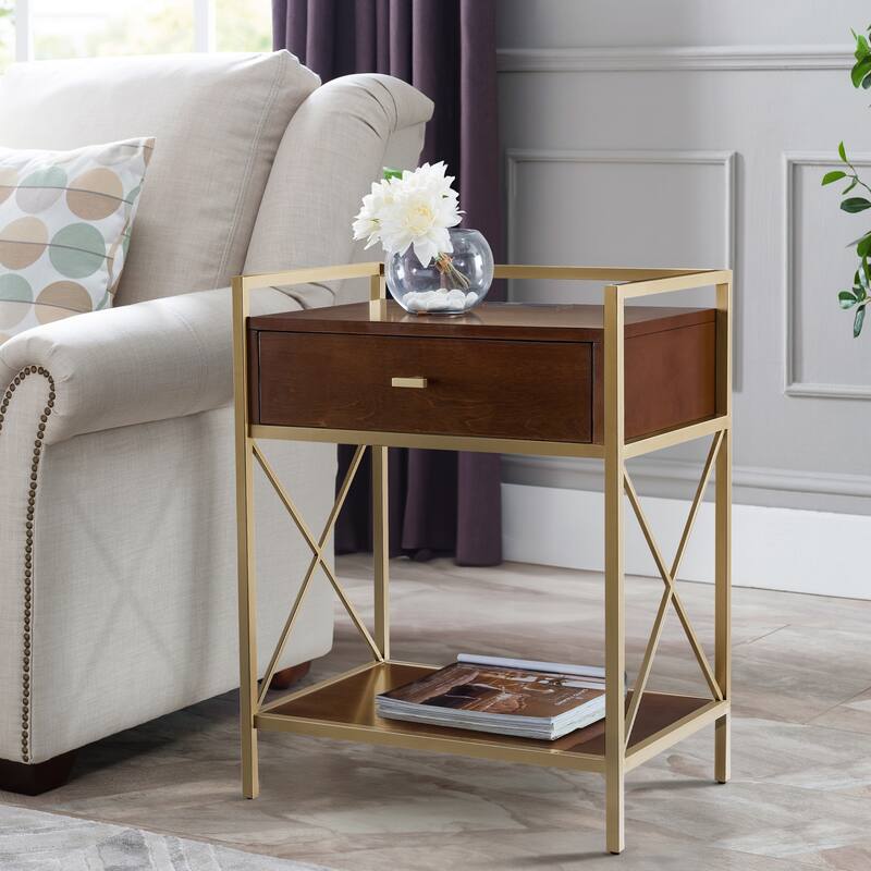 Contemporary Charging One Drawer Nightstand Side Table