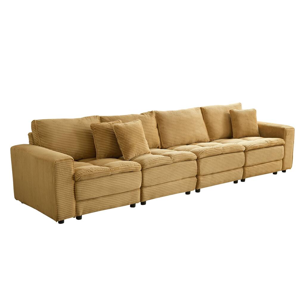 137.79'' L-Shaped 4-Seat Convertible Sofa with Detachable Cushions