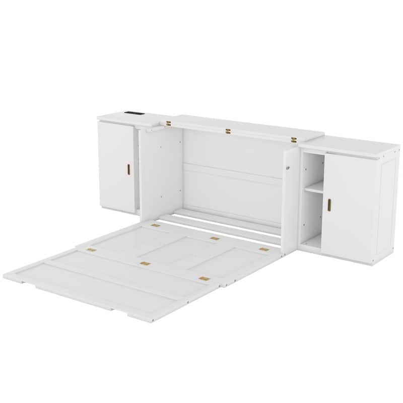 Full Size Murphy Bed with Shelves, Cabinets and USB Ports