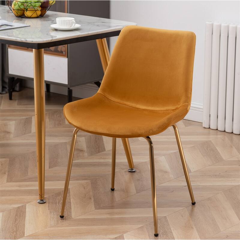 Modern Velvet Dining Chair with Metal Frame and Legs (Set of 2)