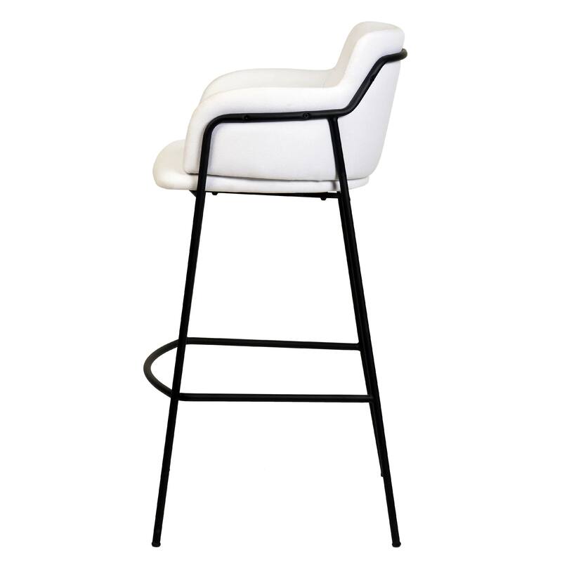 Axis 40" Upholstered Bar Stool - Counter Height Bar Stool with Black Stainless-Steel Frame and Footrest for Home Bar Set of 2