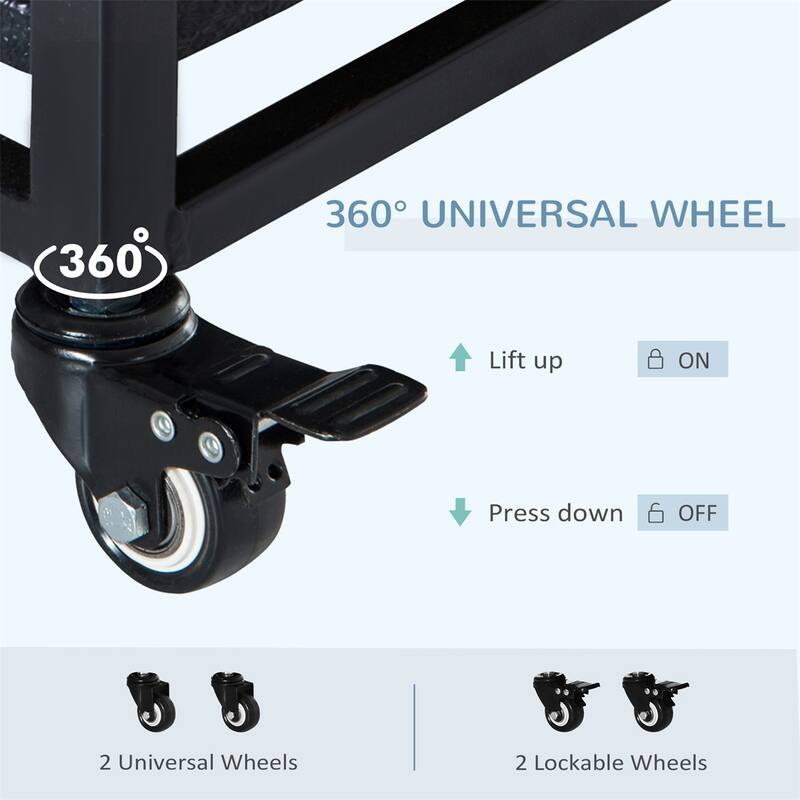 Black Metal Dog Crate with Front and Top Access Slide-Out Tray and Lockable Rolling Wheels