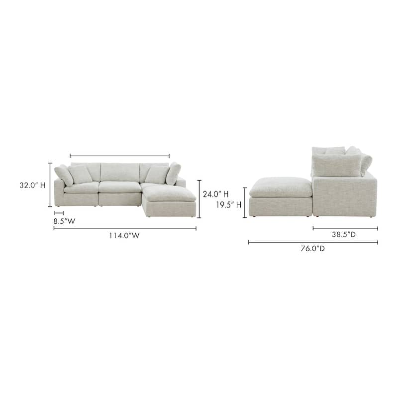 Aurelle Home Tami Reversible Lounge Sectional - 114" x 76"