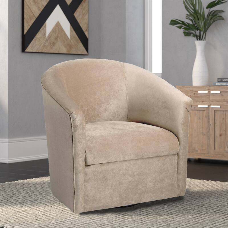 Microfiber Upholstered Swivel Chair W/ Hardwood Frame & Swivel Base
