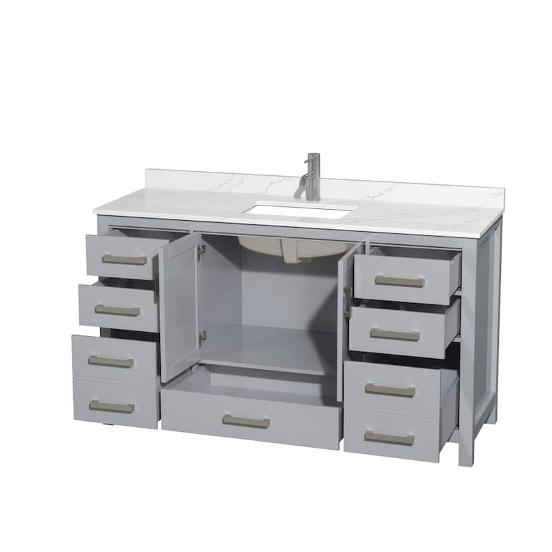 Sheffield 60-inch Single Vanity, Single Hole Quartz Top