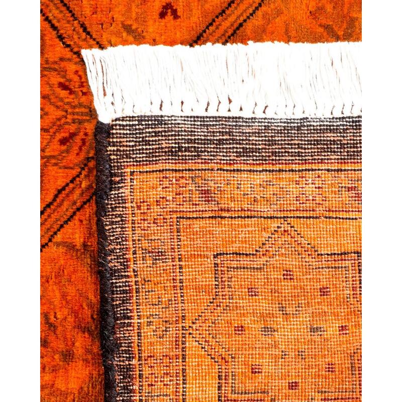 Overton Hand Knotted Wool Vintage Inspired Modern Contemporary Overdyed Orange Runner Rug - 2' 8" x 8' 3"