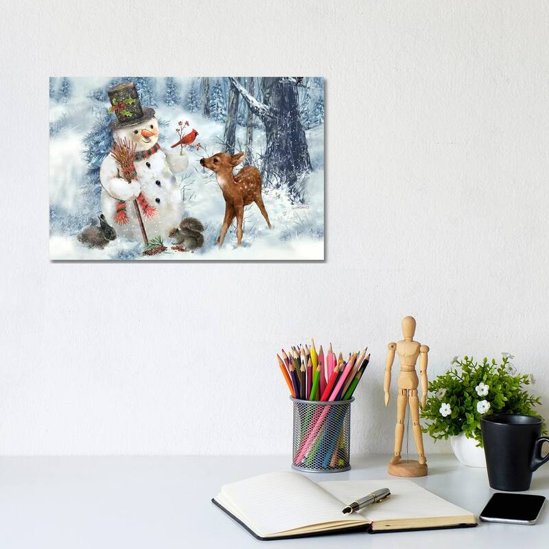 iCanvas "Woodland Snowman" by Giordano Studios Canvas Print - 8x12x0.75