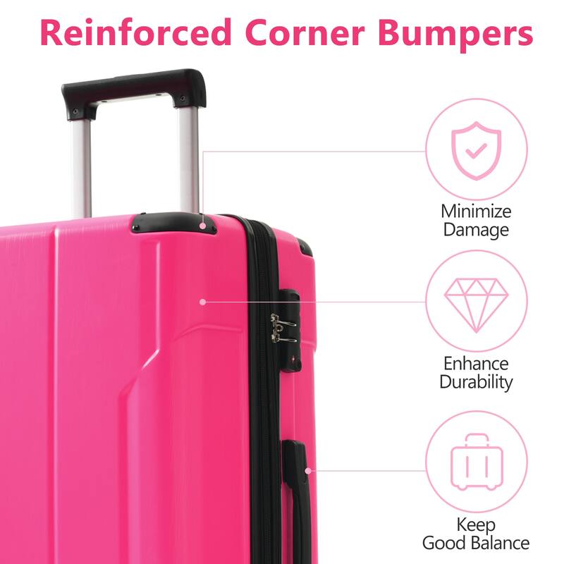 Hardshell Luggage 3-Piece Set with Expandable Storage, Spinner Wheels and Telescopic Handle, for Boarding Travel