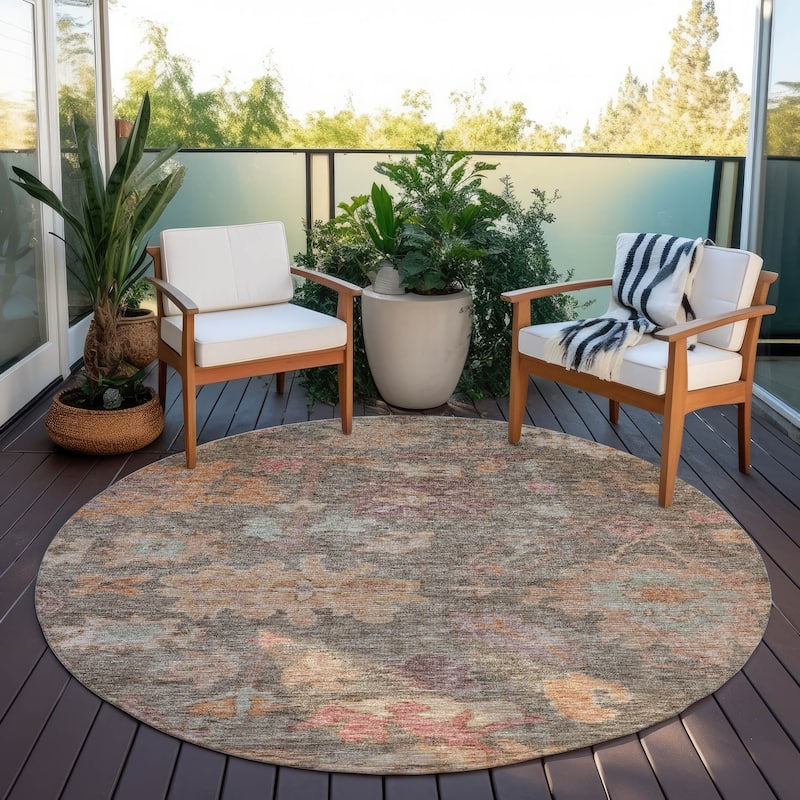 Machine Washable Indoor/ Outdoor Vintage Traditional Chantille Rug