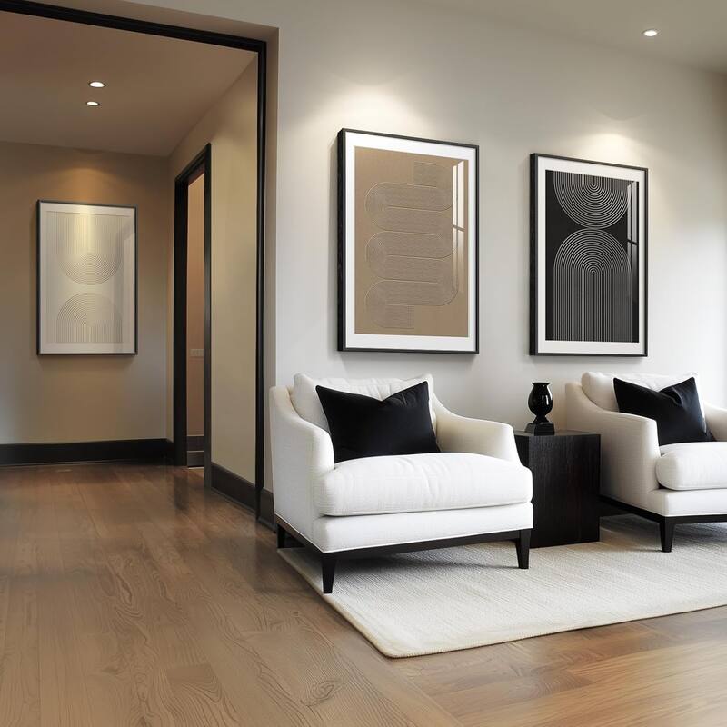 Black White Brown Prints Paintings Artwork, Minimalist Geometric