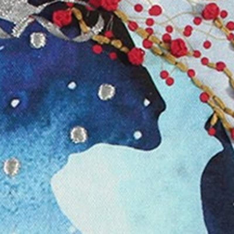 HomeRoots 20" Blue Christmas Ornaments Cotton Throw Pillow