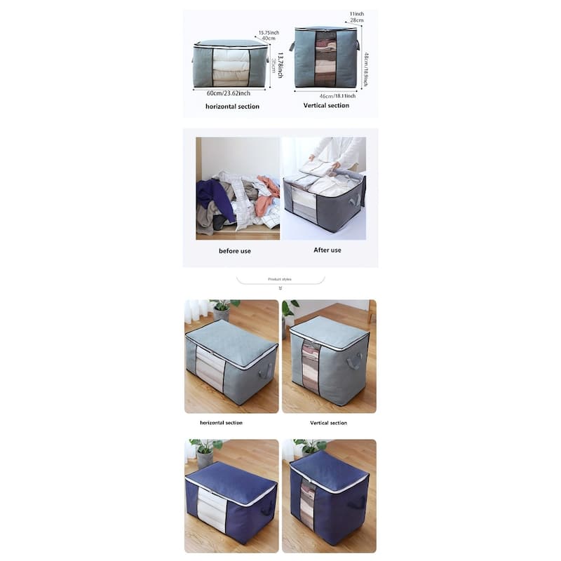 Large Storage Bags 2-Pack with Clear Window and Handles - Vertical: 18.11” L x 11.02” W x 18.9” H