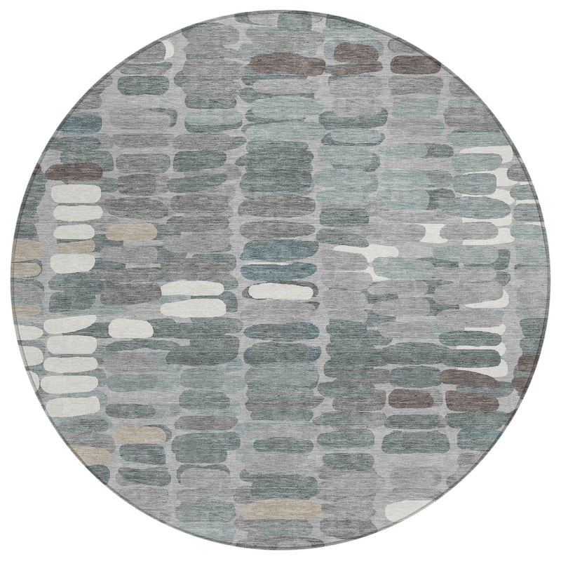 Machine Washable Indoor/ Outdoor Modern Caps Chantille Rug