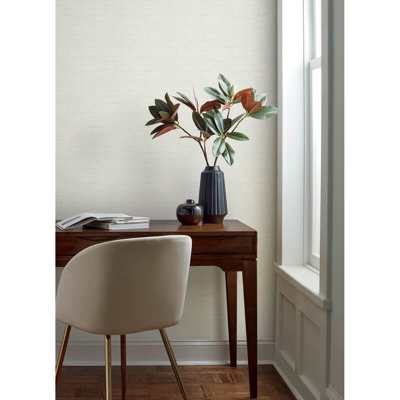 Chesapeake Agave Light Grey Faux Grasscloth Wallpaper