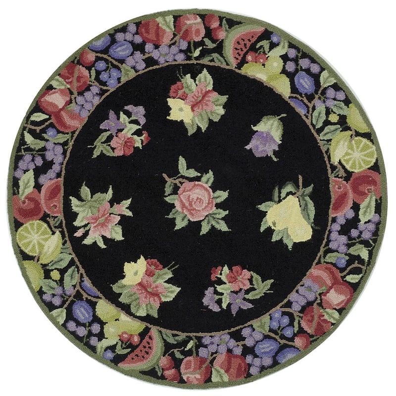 SAFAVIEH Handmade Chelsea Tiferet French Country Wool Rug - 8' Round - Black