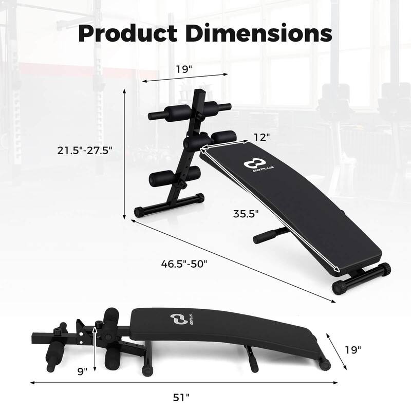 Goplus Full Body Sit Up Bench, Abdominal Workout Bench with 5-Position - as pic shows - See Details