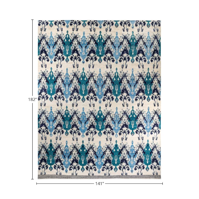 Overton Handknotted Wool Vintage Inspired Contemporary Modern Ivory Area Rug - 15' 2" x 11' 9"