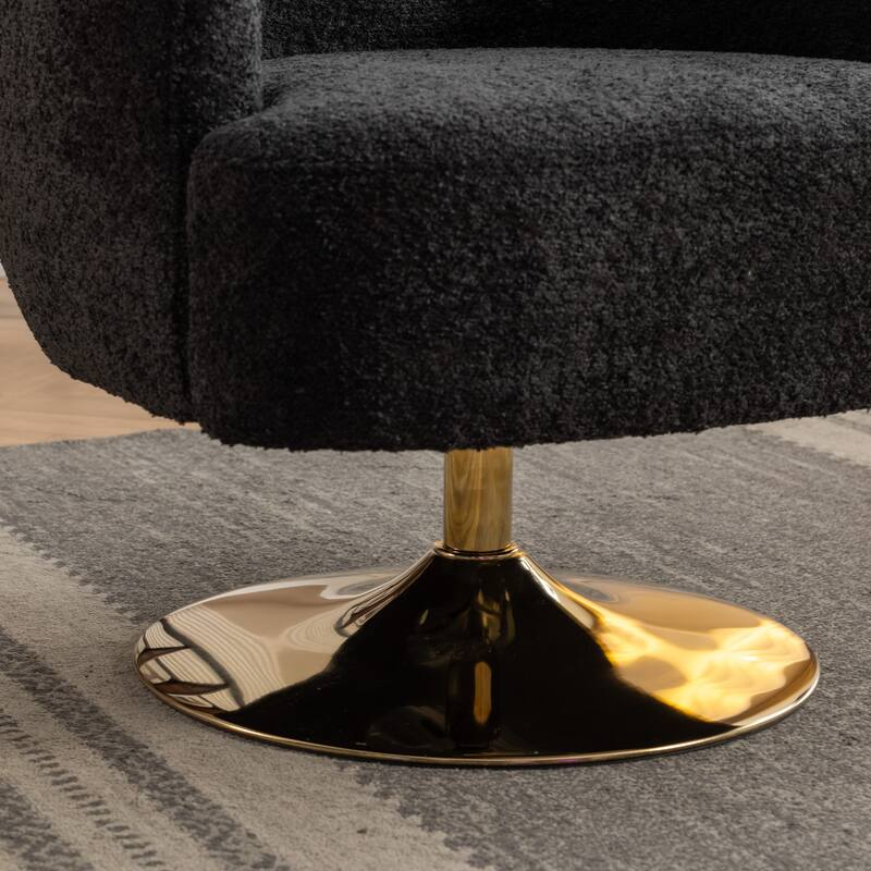 Accent Swivel Chair With Gold Metal Round Base