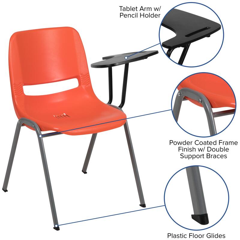 Ergonomic Shell Chair with Right Handed Flip-Up Tablet Arm