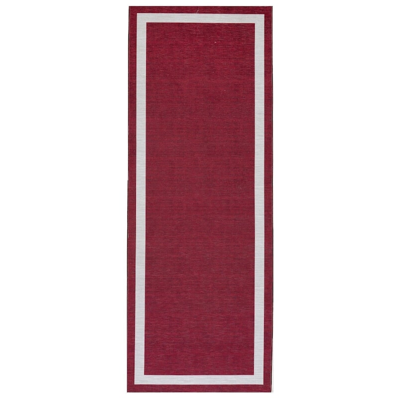 Machine Washable Area Rug With Non Slip Backing - Everest Geometric Modern Border Design