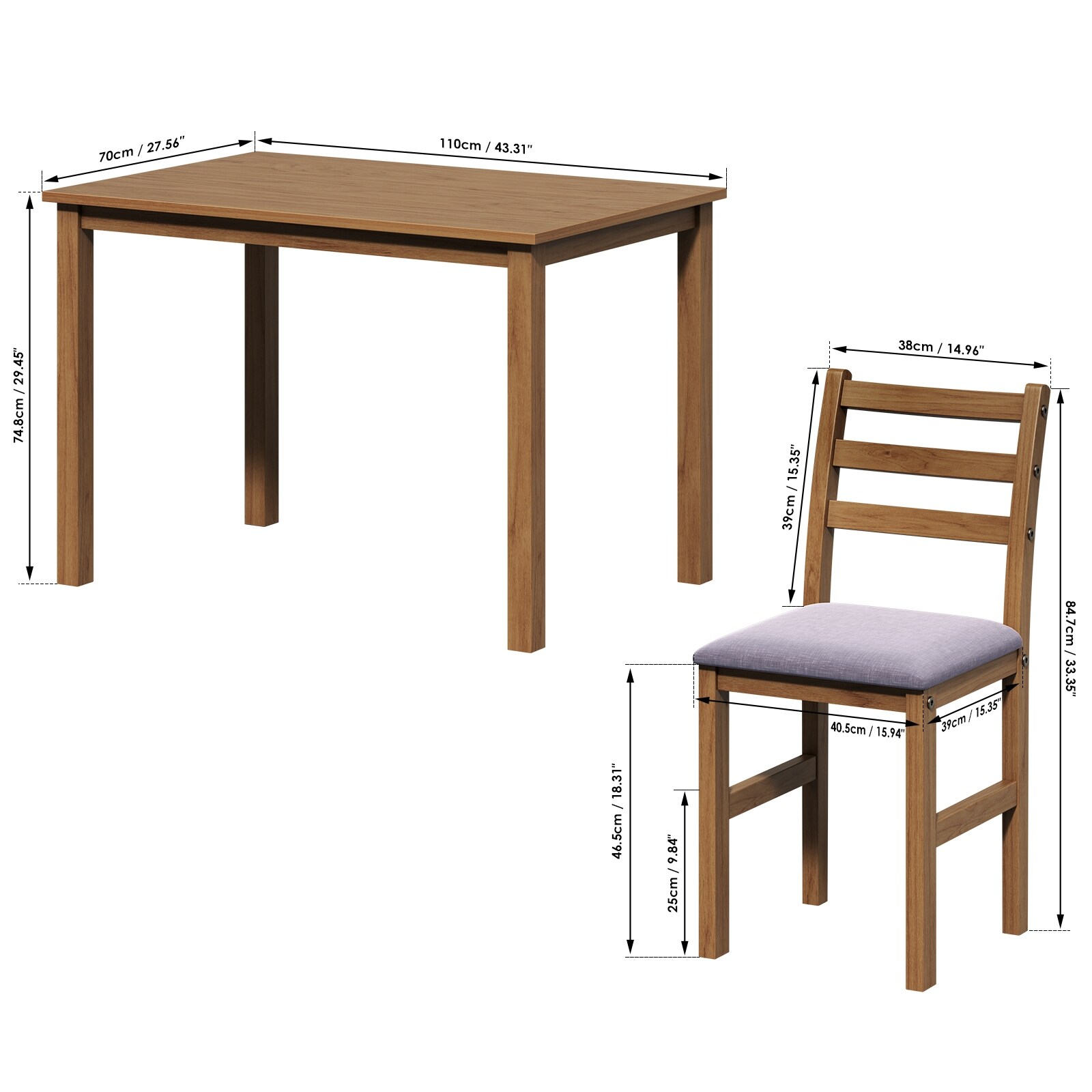 Chairs 4 Seater Dining Table Size In Feet JSKJ Piece Square Kitchen Table  Set, Wooden Dining