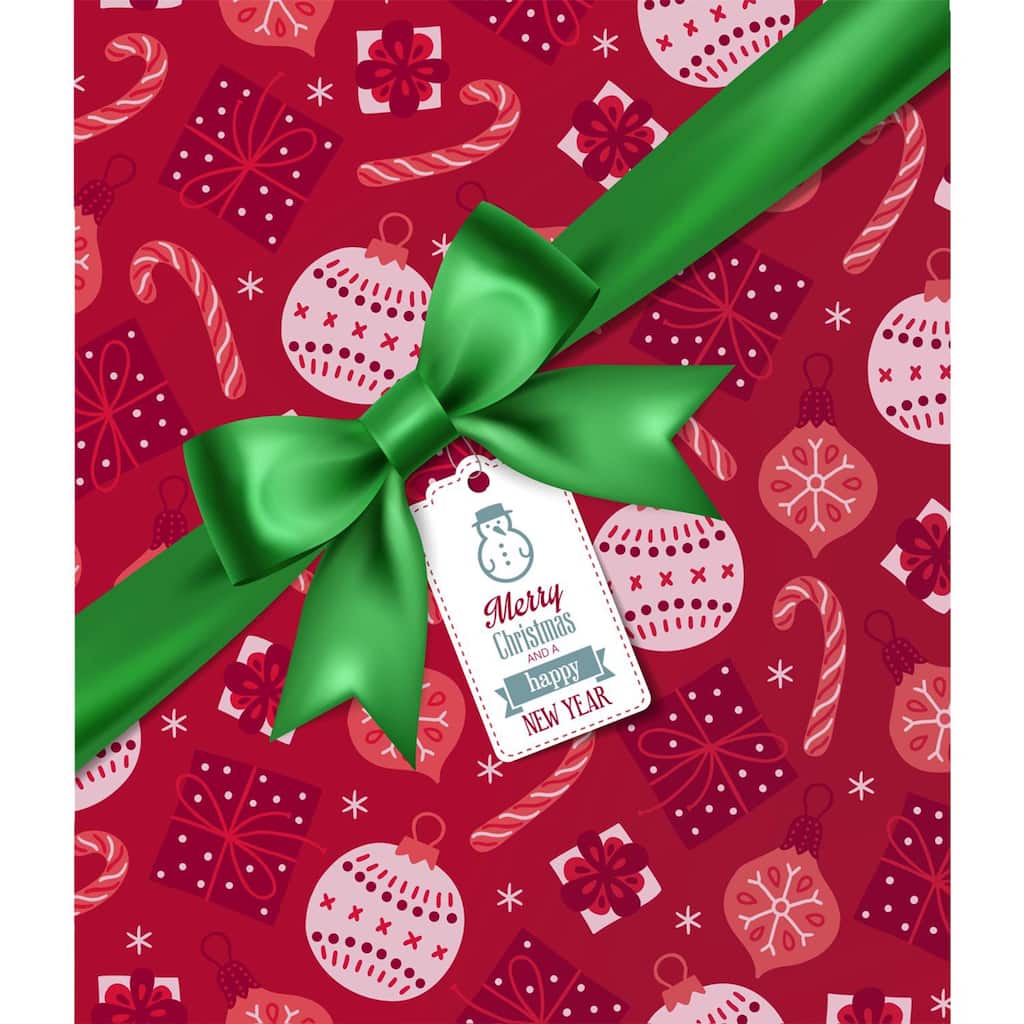 Garage Celebrations Merry Christmas and A Happy New Year 7 ft. x 8 ft. Garage Door Cover - Red