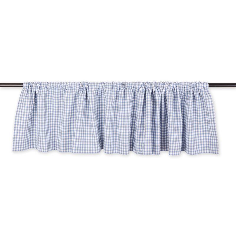 Window Valance - Stonewash Blue Check
