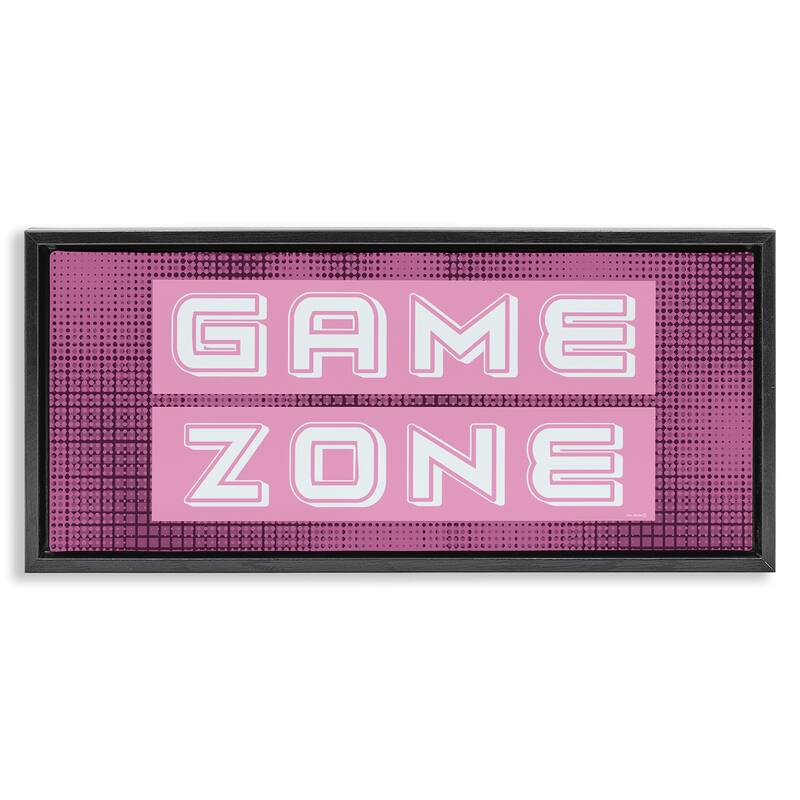 Stupell Retro Purple Game Zone Framed Floater Canvas Wall Art Design By Yass Naffas Designs - 31 x 14 - Black