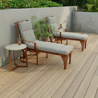 72" x 22" Black Chevron Outdoor Chaise Lounge Cushion with Ties and Loop - 72'' L x 22'' W x 3.5'' H