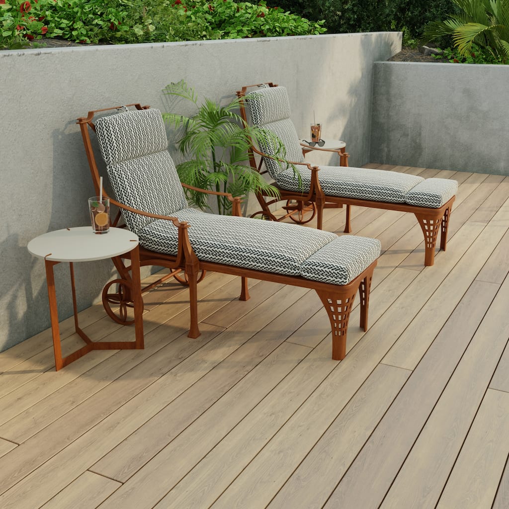72" x 22" Black Chevron Outdoor Chaise Lounge Cushion with Ties and Loop - 72'' L x 22'' W x 3.5'' H