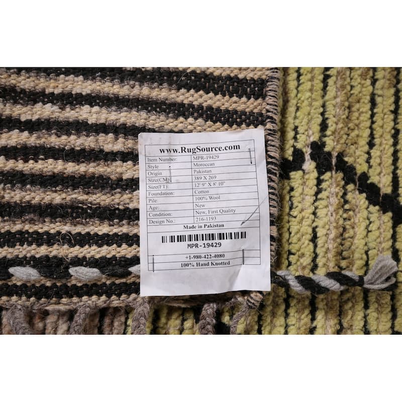 Moroccan Abstract Area Rug Handmade Modern Wool Carpet - 8'10"x 12'9"